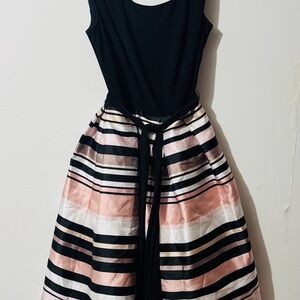 R&M Richards Black and Pink Striped PETITE